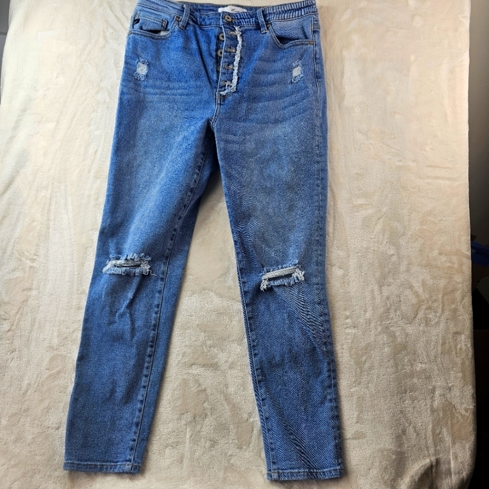 KanCan Jeans Women’s Junior’s 11 29 Waist Distressed Straight Leg Button Fly